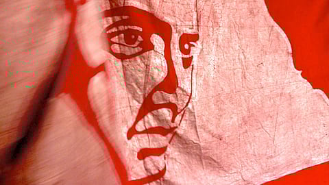 Banner depicting radical poet Avtar Singh Sandhu, known by his pen name 'Pash'. / Courtesy Sanjay Kak