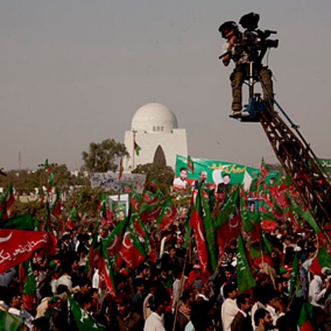 A 2011 PTI rally in Karachi. As Pakistan urbanises, the political landscape is becoming trickier for the military to navigate.Photo: Flickr / Musti Mohsin