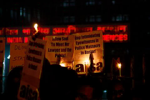 A candlelight vigil organised by civil society groups for Sodi Shambo, who was denied access to the press, activists and even her lawyer while she received treatment at All India Institute of Medical Sciences in Delhi in 2010.
Flickr / Joe Athialy
