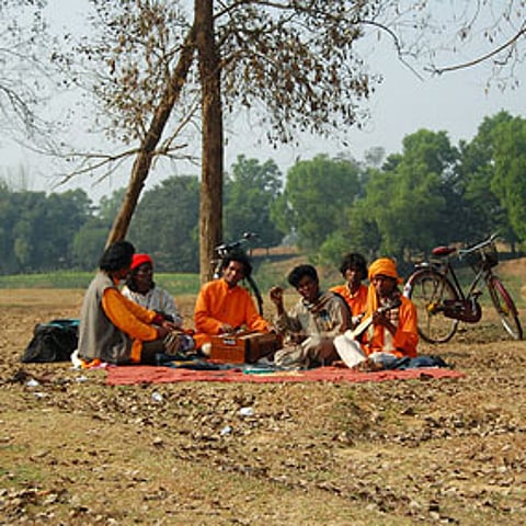 Baul singers at Santiniketan, West Bengal.
Photo: Flickr / ptwo
