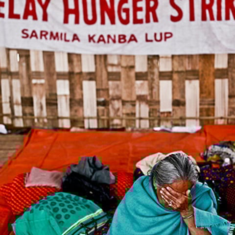 Supporters of Irom Sharmila fast in solidarity in 2009.
Credit: flickr / lecercle