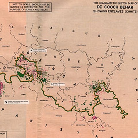 A pre-Independence War map of the region’s spectacular political geography. More than 40 years later the chit mahals remain unresolved.