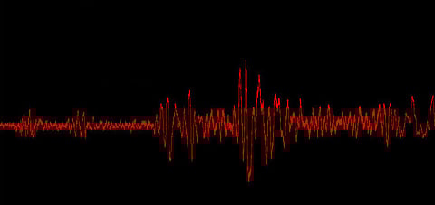 The seismographic record of the April 2015 Nepal earthquake measured at the Davis Hall Observatory in Northern Illinois University, Illinois.