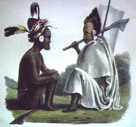 A sketch of two Naga figure by Major John Butler
Photo : Rivers Video Project, Department of Social Anthropology, Cambridge