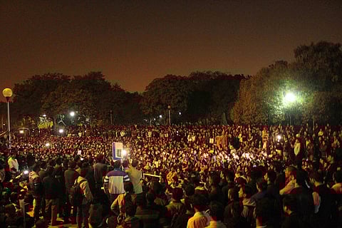 Students, teachers and allies protesting at JNU
Photo : Subin Dennis