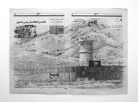 Event drawing- Charikar military base 2013, by Gregory Thielker