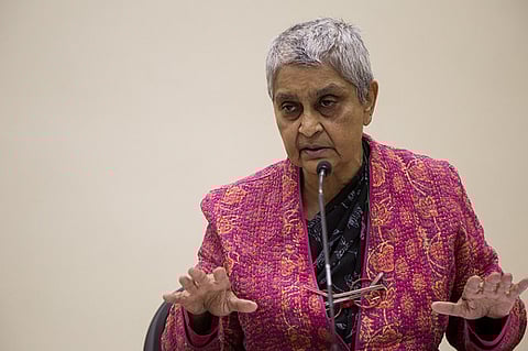 Literary critic Gayatri Chakravorty Spivak, whose patronage of postcolonial and subaltern studies was effective because it was recognisable, and digestible, to the US audience. Photo:  Rosa Luxemburg-Stiftung / Flickr