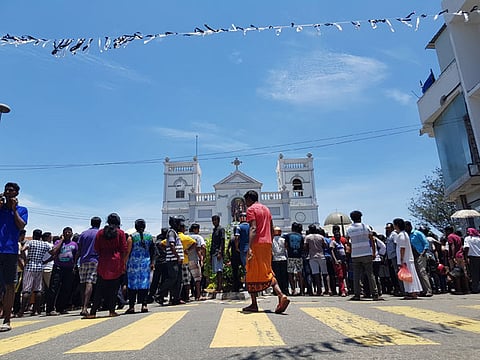 Outside St Anthony’s Church, Kochchikade, in Colombo, one of the sites of Easter Sunday attacks. Photo: Amalini De Sayrah / Groundviews