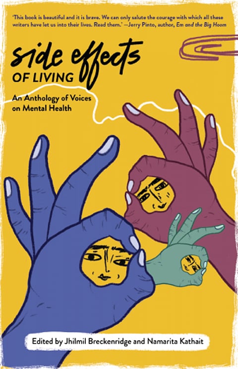 From the cover of 'Side Effects of Living'. Illustratin and design by Sonaksha Iyengar.
