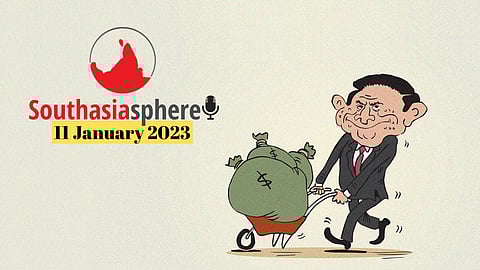 Steps towards accountability for corruption and money-laundering in the region, from Myanmar to the Maldives. Cartoon by Gihan de Chickera.