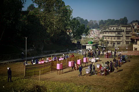 Voters cast their ballots for Nepal’s general election in November 2022. The Rastriya Swatantra Party’s rise was paralleled by the more surprising but less discussed ascent of two parties from outside Kathmandu — the Janamat Party and the Nagarik Unmukti Party. Photo: ZUMA Wire / IMAGO