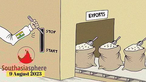 India is the leading exporter of rice globally, and the move is likely going to result in rice prices increasing regionally. Cartoon by Gihan de Chickera.