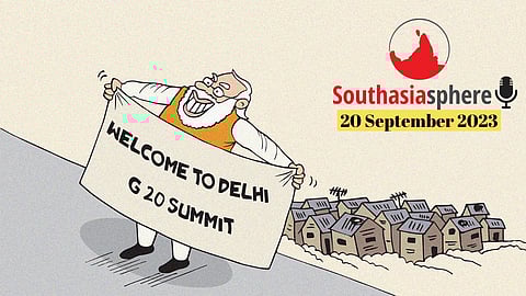 While India claimed the joint declaration and the G20 summit a diplomatic success, the poor in Delhi paid a heavy price.
Cartoon by Gihan de Chickera