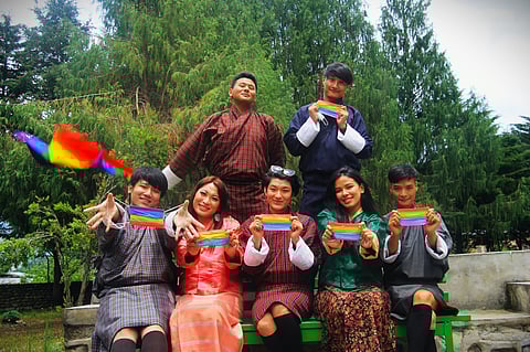 Caption: Members of Queer Voices of Bhutan. Queer people in Bhutan have been encouraged in recent years by an openly gay woman being crowned Miss Bhutan and by their government decriminalising homosexuality. Photo: Pema Dorji/QVoB