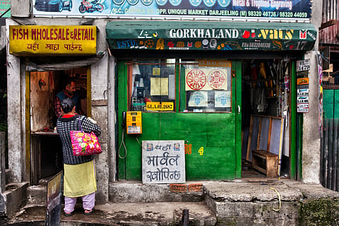 Shop signage with “Gorkhaland” in Kurseong, in the hills of Darjeeling. New books on the Gorkhaland agitation of 1986 have started to shake off the fear-induced silence that has long surrounded the bloody events of that year. Photo: NurPhoto / IMAGO