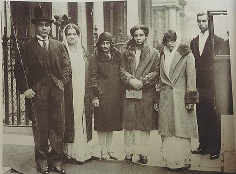 Nawab Hamidullah Khan and Maimoona Sultan of the Bhopal royal family with their three daughters in London in 1932. Photo: Wikimedia Commons.