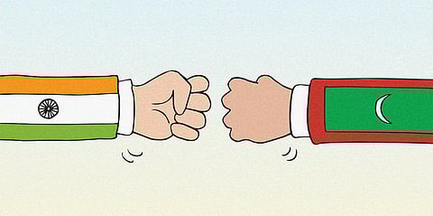 The Maldives formally asked India to withdraw its troops from the country on 15 March, as bilateral tensions escalated. Cartoon by Gihan de Chickera