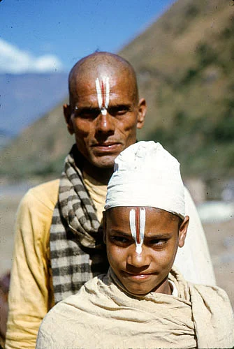 Vaishnava pilgrims: Father and son.