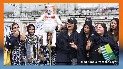 Activists of the Pakistan Muslim League–Nawaz at a 2019 protest against the Indian government’s revocation of Article 370, stripping Jammu and Kashmir of its special status. Until recently, Pakistan emphasised a resolution to the Kashmir issue as a prior step to movement on any other matters concerning its relationship with India. Photo: IMAGO/Zuma press