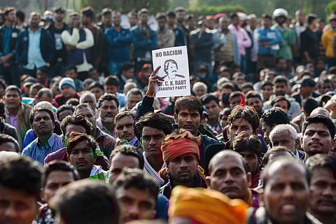 Supporters of C K Raut at a rally in 2019. Raut’s story, and the Madhesh’s battle for justice, runs alongside the larger saga of how Nepal, earlier a Hindu kingdom, has recomposed itself as a federal democratic republic. Image: Prabin Ranabhat