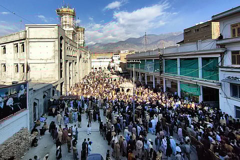 Hundreds gather in Peshawar to protest the militant attack on Shia Muslims in Parachinar on 21 November.
