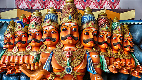 The ten-headed figure of Ravan at the Munneswaram temple in north-western Sri Lanka.