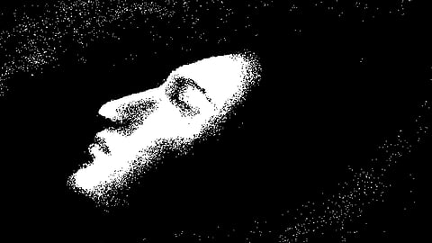 An image of a face in a field of stars.