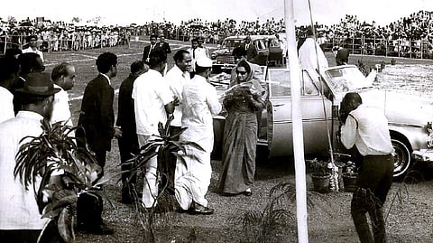 Indira Gandhi at a public function in 1973.