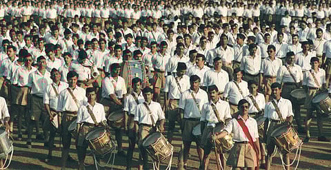 A 2008 march of the Rashtriya Swayamsevak Sangh, the main force behind the rise of Hindu nationalism in India