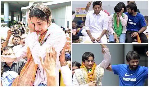 Vinesh Phogat arrival at New Delhi