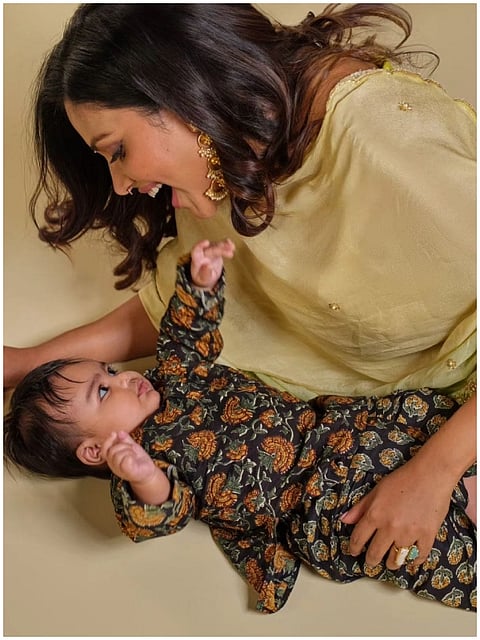 Amala Paul along with her kid