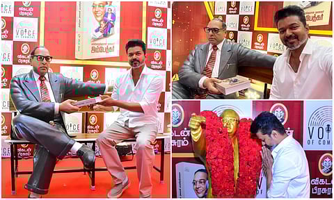 tvk leader vijay at ambedkar book release function