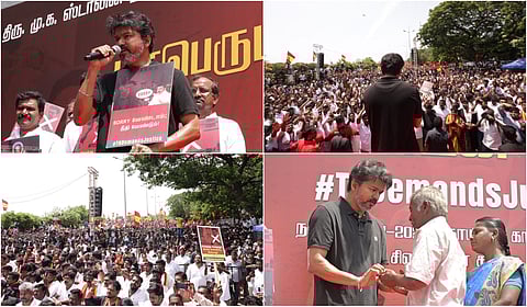 Tamilaga Vettri Kazhagam Vijay Protest in chennai