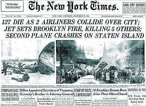 டிசம்பர் 16, 1960 - விமானங்கள் நேருக்கு நேர் மோதிக்கொண்ட நாள்