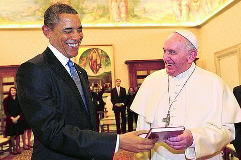போப் பிரான்சிஸை முதல்முறையாக சந்தித்தார் அமெரிக்க அதிபர் ஒபாமா