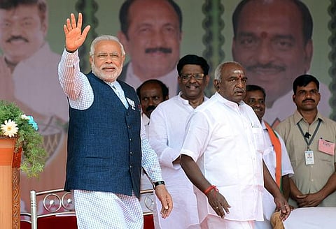 தமிழகத்தைச் சேர்ந்த ஒரு பெண்ணால் திட்டங்கள் முடங்கின: ஈரோடு தேர்தல் கூட்டத்தில் நரேந்திர மோடி பரபரப்பு குற்றச்சாட்டு