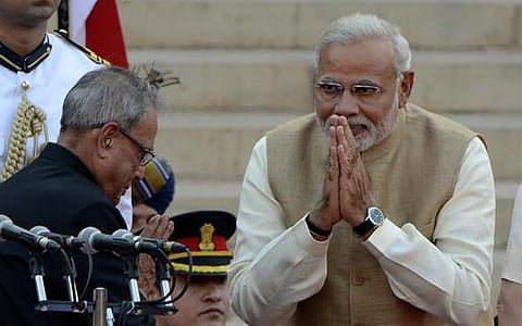 புதிய பிரதமராக நரேந்திர மோடி பதவியேற்பு: 23 கேபினட் உள்பட 45 அமைச்சர்களும் பதவியேற்றனர்