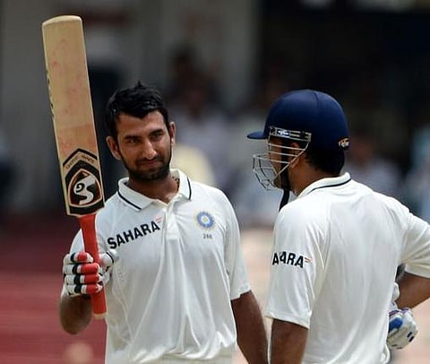 புஜாரா, ஸ்டூவர்ட் பின்னி அபாரம்; இந்தியா 341/6 டிக்ளேர்