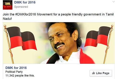 2016-ல் திமுக: ஸ்டாலினை முன்னிலைப்படுத்தி ஃபேஸ்புக்கில் பிரச்சாரம்!