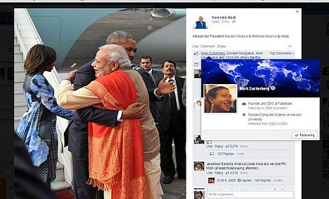 இந்தியாவில் ஒபாமா: கவனத்தை ஈர்த்த பயணம் - ஃபேஸ்புக் நிறுவனர் விரும்பிய படம்