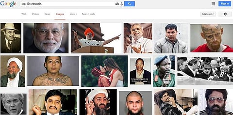 கூகுள் நெருடல்: டாப் 10 கிரிமினல்கள் படத் தேடலில் மோடி