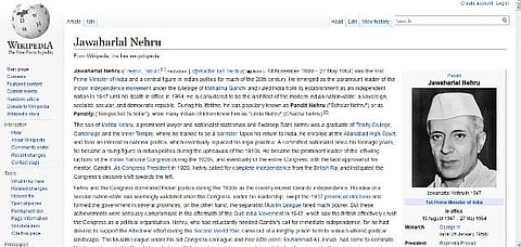 நேருவை இழிவுபடுத்தும் தகவல்கள்: விசாரணை வலையில் விக்கிபீடியா