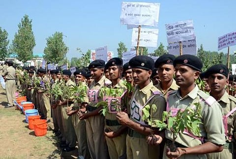 எல்லையில் 4 லட்சம் மரக் கன்றுகளை 30 நிமிடத்தில் நட்டு வீரர்கள் சாதனை