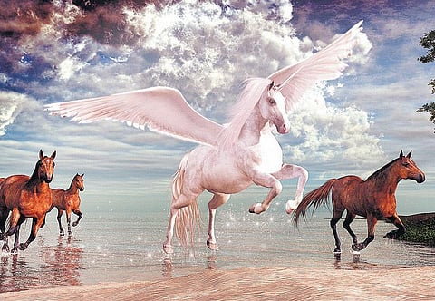 கற்பனை உயிரினம்: மின்னலைப் பிடித்த பறக்கும் குதிரை