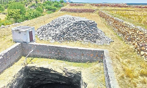 தடுப்பணை போன்ற கட்டமைப்பால் பாறை நிரம்பிய பகுதி பசுமையானது: மழைநீர் சேமிப்பில் புதுமை - உடுமலை விவசாயி சாதனை