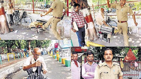 ஏழை முதியவரின் தட்டச்சு இயந்திரத்தை அடித்து நொறுக்கிய சப் இன்ஸ்பெக்டர் நீக்கம்: சமூக இணையதளங்களில் புகைப்படம் வெளியானதால் பரபரப்பு