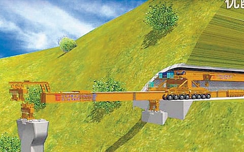 பாலம் அமைக்கும் ராட்சத இயந்திரம்