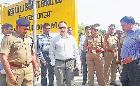 மகாமகப் பெருவிழா பாதுகாப்பு பணிகள் தொடர்பாக கும்பகோணத்தில் ரயில்வே ஐஜி-க்கள் ஆய்வு