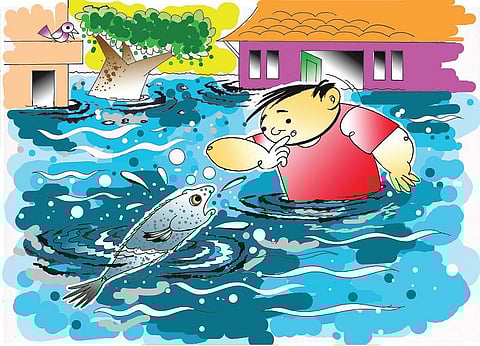 சித்திரக்கதை: வெள்ளத்தில் சிக்கிய சுட்டி விரால்