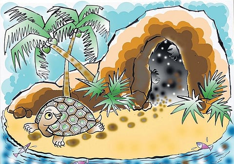 சித்திரக் கதை: குட்டி ஆமையும் குகை அரக்கர்களும்